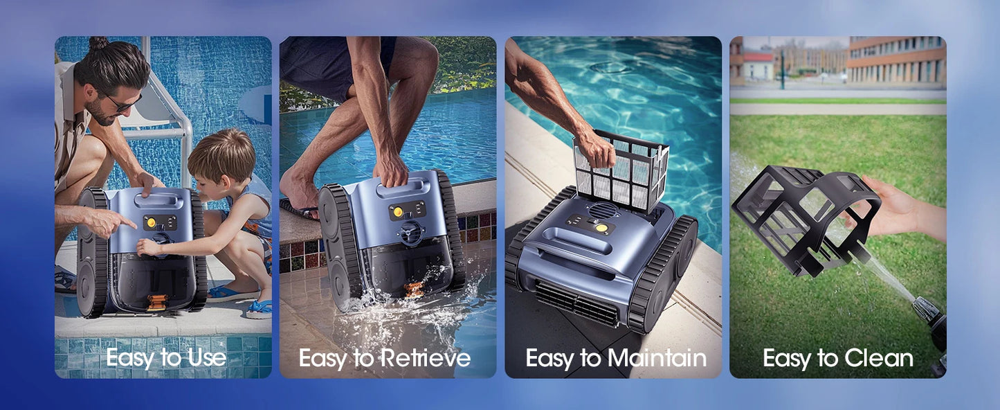 Aqua robotic pool vacuum operating underwater in pool
