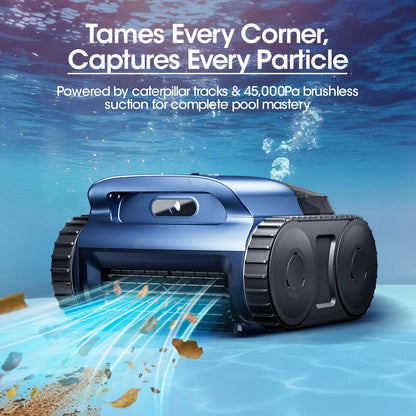 Aqua robotic pool cleaner in blue water operating