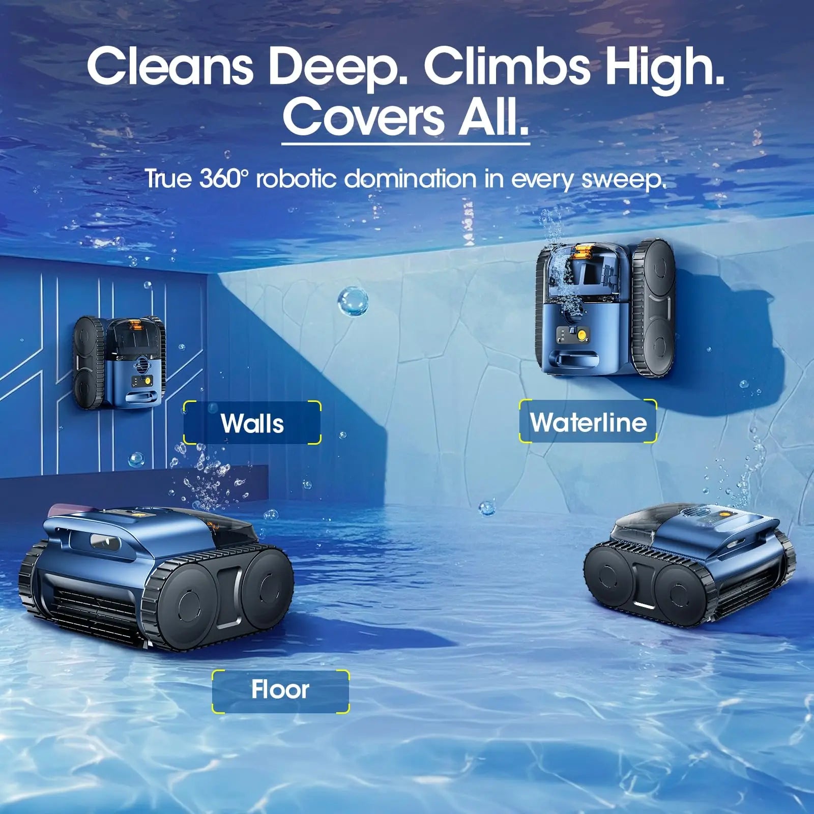 Cordless Aqua pool vacuum cleaning pool surface