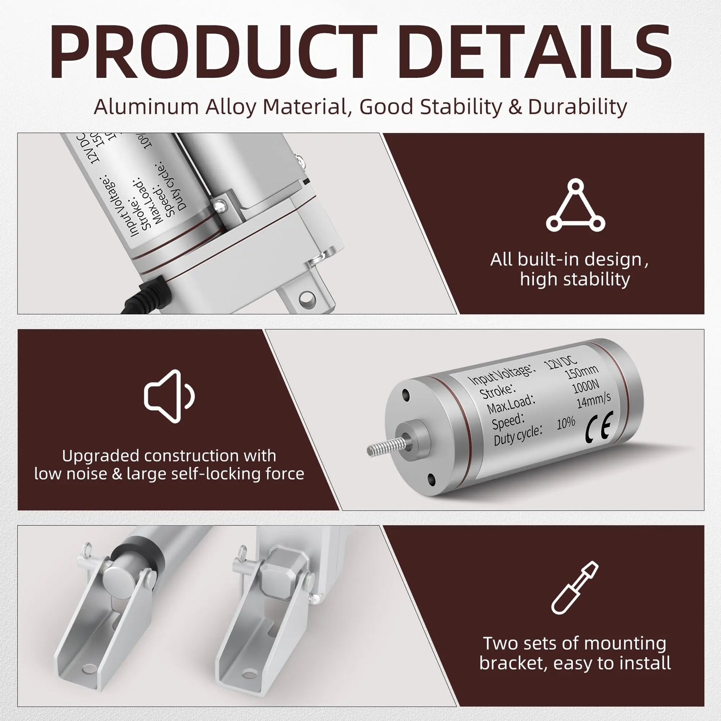 12V High-Speed Electric Linear Actuator — 1000N Heavy Duty