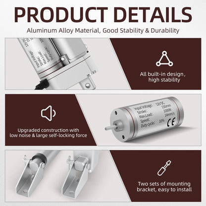 12V High-Speed Electric Linear Actuator — 1000N Heavy Duty