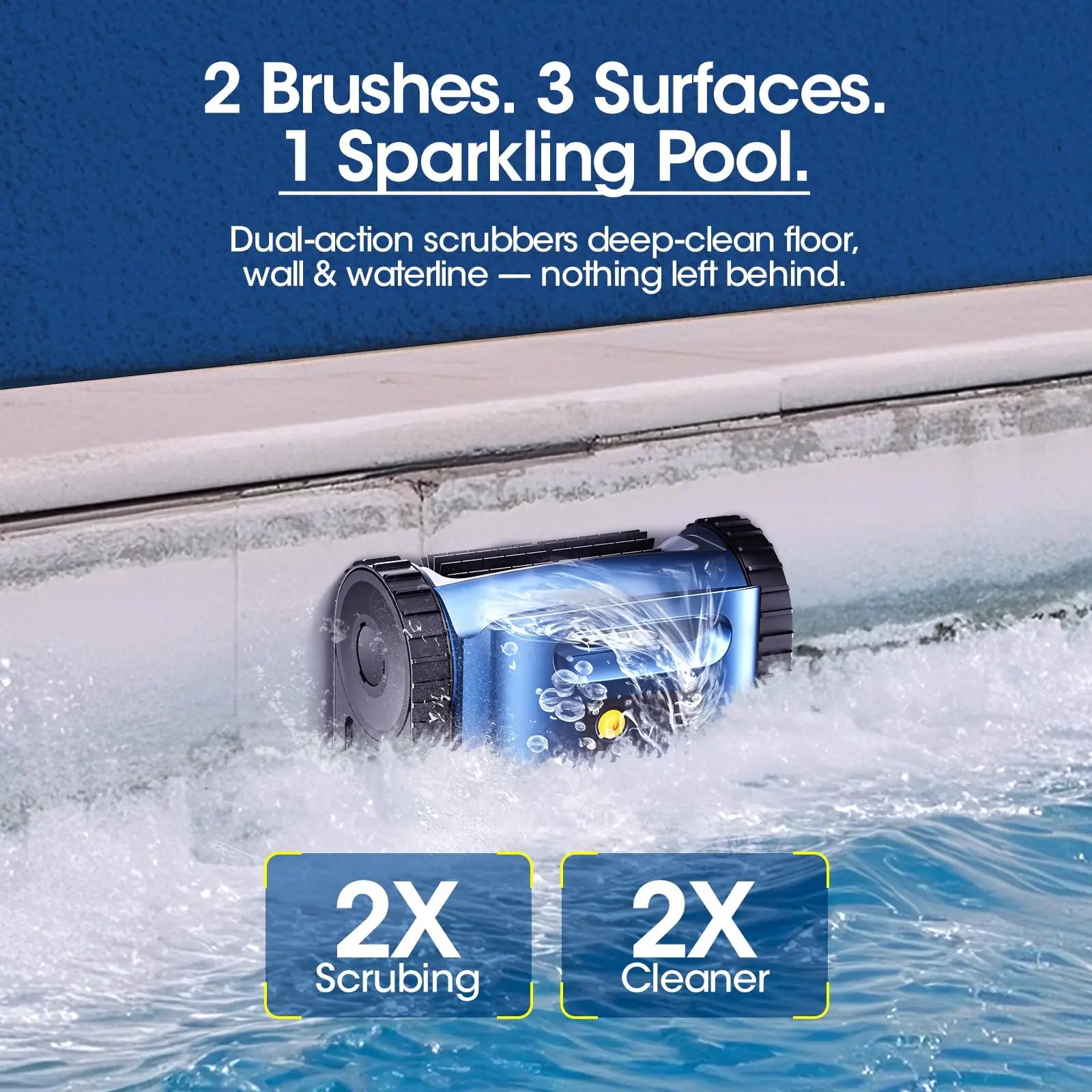 Aqua pool cleaner removing debris from pool bottom