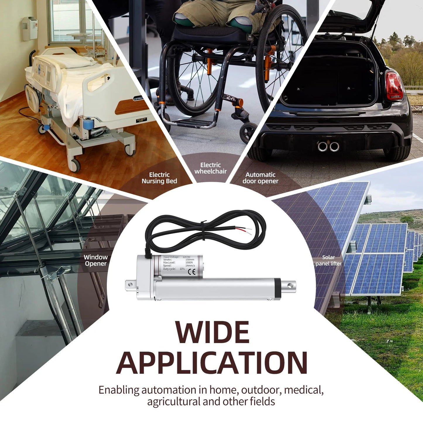 12V High-Speed Electric Linear Actuator — 1000N Heavy Duty